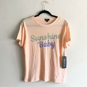 New Wildfox Graphic T-Shirt Sunshine Baby Size Small Peach